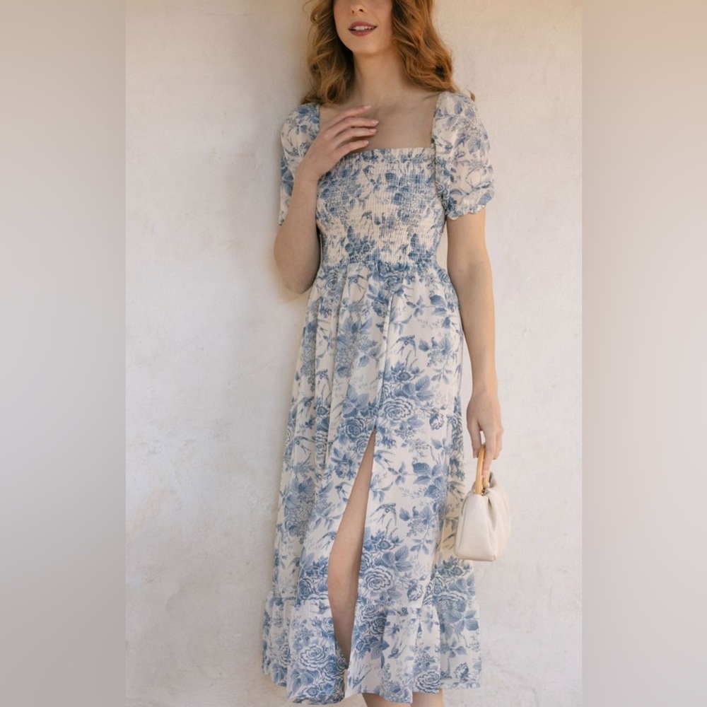 Morning Lavender Zoey Smoked Midi Dress - Small
